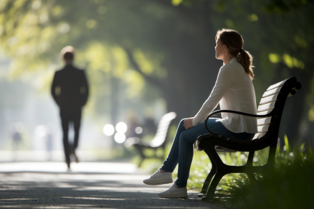femme-dos-banc-parc-silhouette-homme