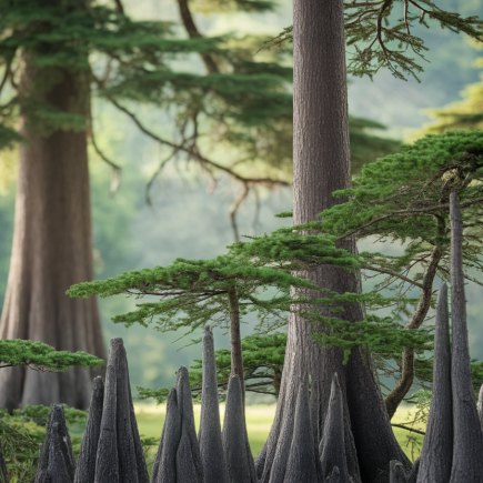 foret-cypres-troncs-feuillage-lumiere