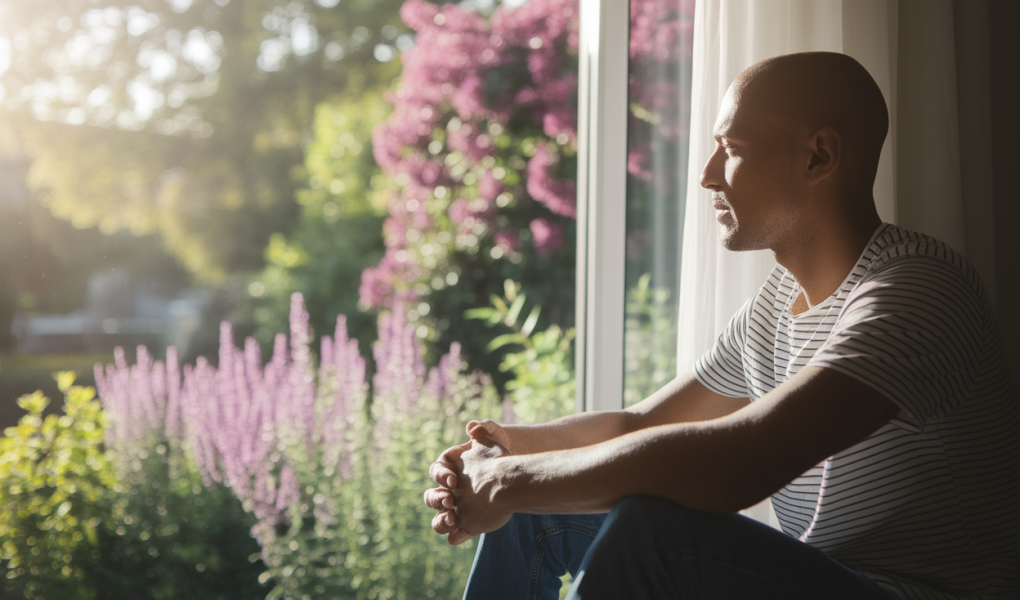homme-assis-fenetre-jardin-fleuri