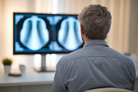 personne-dos-bureau-medical-ecran-radio