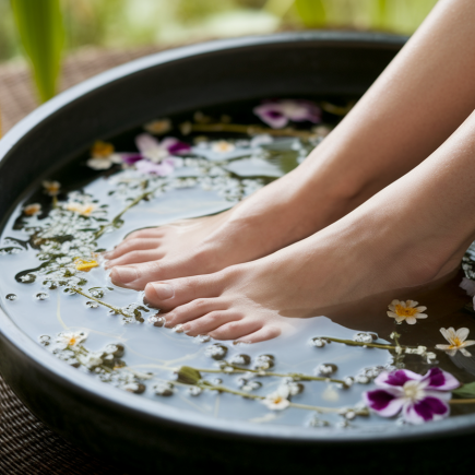 pieds-bassin-herbes-fleurs-serviette