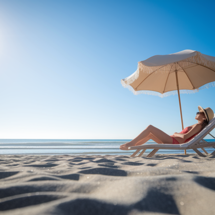 plage-transat-parasol-personne-chapeau