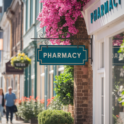 rue-pittoresque-enseigne-pharmacie-batiments
