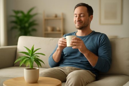 salon-moderne-personne-tasse-chanvre