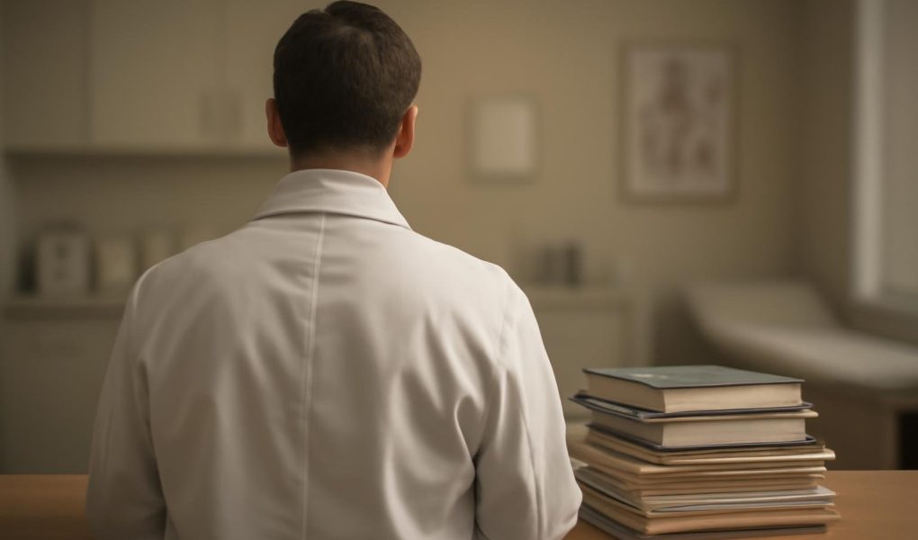 homme-blouse-blanche-bureau-dossiers